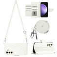 thumbnail image 1 of Allytechgroup Wallet Case for Samsung Galaxy A26 5G with Card Cash Slots, Luxury Premium PU Leather Kickstand Shoulder Strap Lanyard Shockproof Anti-Fall Full Body Protective Flip Shell, White, 1 of 8