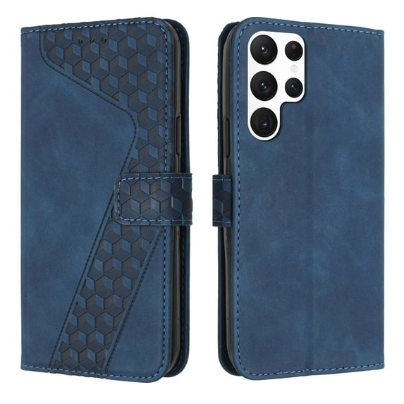 Allytechgroup RFID Blocking Leather Flip Book Stand Wallet Cell Phone Case for Samsung Galaxy A26 5G, Blue