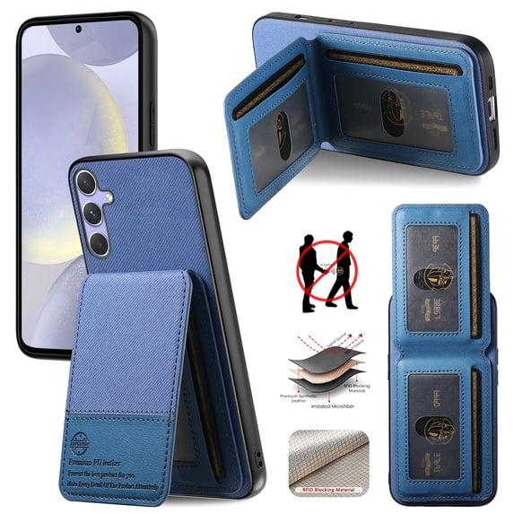 Allytechgroup Wallet Case for Samsung Galaxy A32 4G with Credit Card Slot, RFID Blocking PU Leather Magnetic Closure Shockproof Protective Back Cover Bumper for Samsung Galaxy A32 4G, Blue