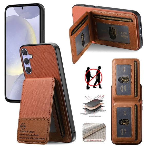 Allytechgroup Wallet Case for Samsung Galaxy A32 4G with Credit Card Slot, RFID Blocking PU Leather Magnetic Closure Shockproof Protective Back Cover Bumper for Samsung Galaxy A32 4G, Brown