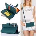 thumbnail image 1 of Allytechgroup Wallet Case for Samsung Galaxy A35, RFID Blocking Shoulder Strap Hand Wrist Zipper Pocket Cards Slots Stand Protective Anti-Scratch Galaxy A35 Case for Women Girls,Green, 1 of 10