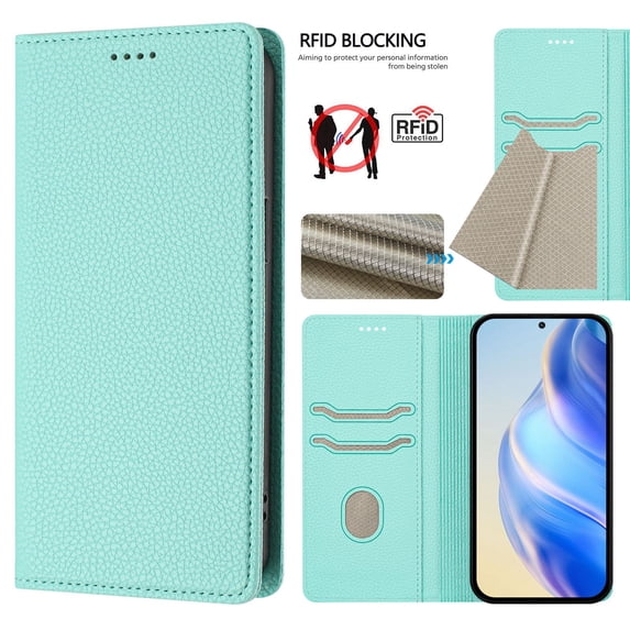 Allytechgroup Wallet Case for Samsung Galaxy A36 5G, Premium PU Leather Flip Cover Magnetic Closure Protective Stand RFID Blocking Slim Phone Case Cover for Samsung Galaxy A36 5G, Mint