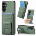 thumbnail image 1 of Allytechgroup Wallet Case for Samsung Galaxy A56 5G, Premium PU Leather Carbon Fiber Texture Back Cover with Cards Holder Kickstand Phone Case for Women Men, Green, 1 of 8