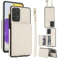 thumbnail image 1 of Allytechgroup Wallet Case for Samsung Galaxy A72 5G, Built-in Card Holder & Shoulder Strap & Wrist Strap Slim Shockproof Protective Full Body Cover Bumper for Samsung Galaxy A72 5G, White, 1 of 7