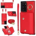 thumbnail image 1 of Allytechgroup Wallet Case for Samsung Galaxy Note 20, RFID Blocking Crossbody Shoulder Strap Hand Wrist Cards Holder Ring Stand Bumper Drop Protection Phone Case for Girls Women, Red, 1 of 9