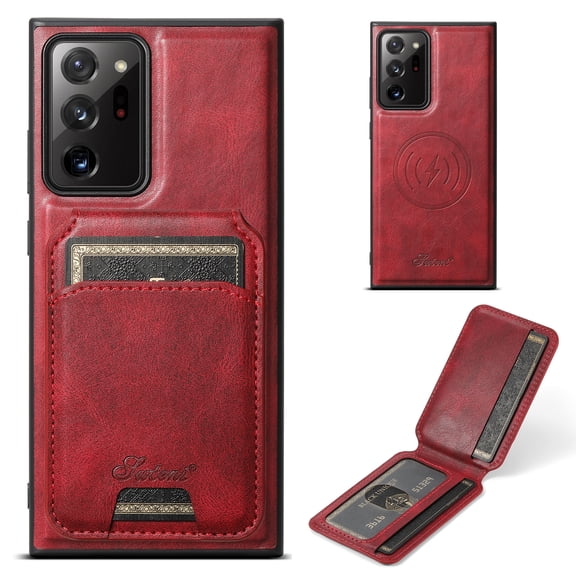 Allytechgroup Wallet Case for Samsung Galaxy Note 20 Ultra Compatible with MagSafe Detachable Pocket Wallet Magnetic Card Bag PU Leather Case with Kickstand Credit Card Slots Wireless Charging - Red