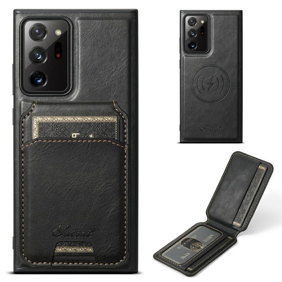 Allytechgroup Wallet Case for Samsung Galaxy Note 20 Ultra Compatible with MagSafe Detachable Pocket Wallet Magnetic Card Bag PU Leather Case with Kickstand Credit Card Slots Wireless Charging - Black