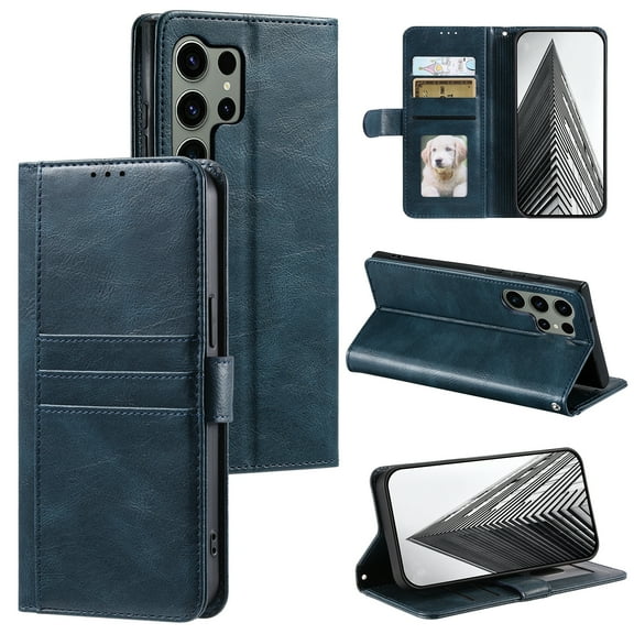 Allytechgroup Wallet Case for Samsung Galaxy S10E, RFID Blocking PU Leather Flip Bumper with Credit Card Slot & Kickstand Shockproof Back Cover for Samsung Galaxy S10E, Darkblue