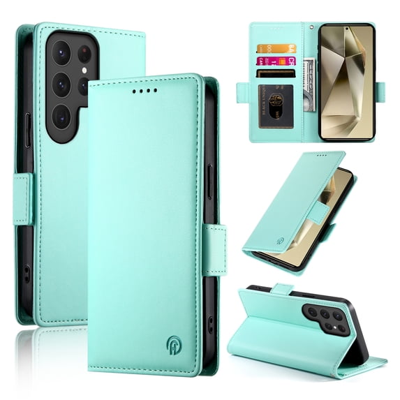 Allytechgroup Wallet Case for Samsung Galaxy S20 Ultra, Premium PU Leather Cards Slots Shockproof Flip Cover Stand Feature Magnetic Closure Retro Business Style Case Cover for Galaxy S20 Ultra, Mint