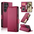 thumbnail image 1 of Allytechgroup Wallet Case for Samsung Galaxy S21 Ultra, Premium PU Leather Cards Slots Shockproof Flip Cover Stand Feature Magnetic Closure Retro Business Style Case Cover for Galaxy S21 Ultra,Winered, 1 of 6