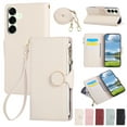 thumbnail image 1 of Allytechgroup Wallet Case for Samsung Galaxy S21, Zipper Pocket Phone Case with Card Slots, Crossbody Strap, Magnetic Closure Shockproof PU Leather Flip Folio Case for Girls Women, Beige, 1 of 9