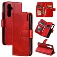 thumbnail image 1 of Allytechgroup Wallet Case for Samsung Galaxy S22, 9 Cards Slots Flip Stand RFID Blocking Bumper Shockproof Vintage PU Leather Phone Case Cover for Galaxy S22, Red, 1 of 14