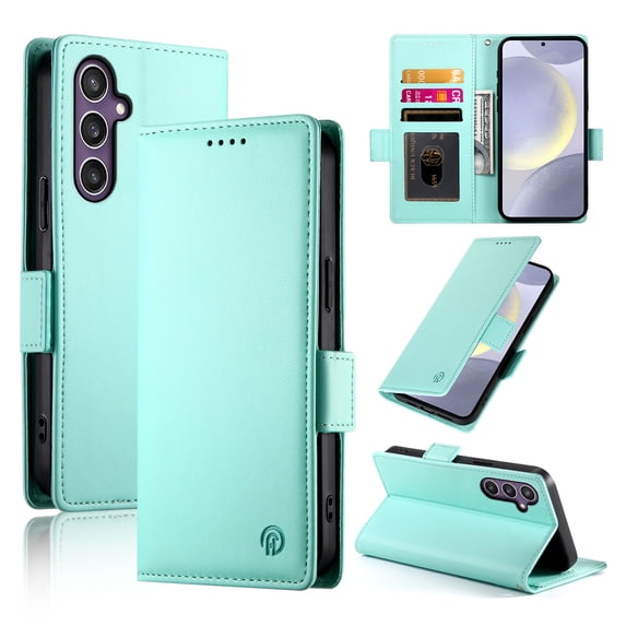 Allytechgroup Wallet Case for Samsung Galaxy S22 Plus, Premium PU Leather Cards Slots Shockproof Flip Cover Stand Feature Magnetic Closure Retro Business Style Case Cover for Galaxy S22 Plus, Mint