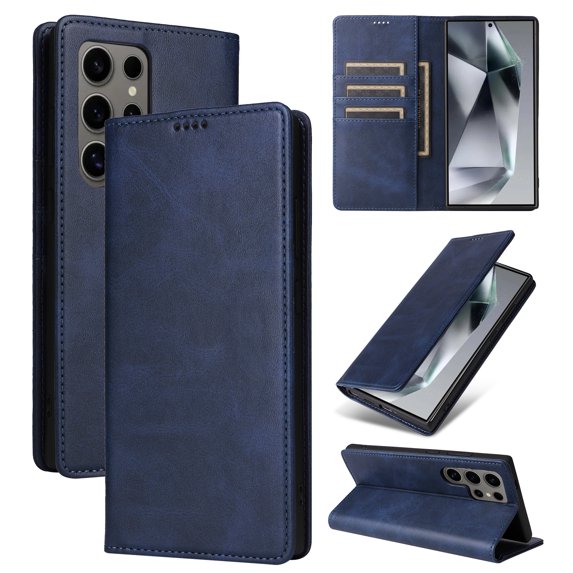 Allytechgroup Wallet Case for Samsung Galaxy S22 Ultra, Built-in Credit Card Slot RFID Blocking PU Leather Flip Stand Magnetic Closure Case Shockproof for Samsung Galaxy S22 Ultra, Darkblue