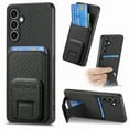 thumbnail image 1 of Allytechgroup Wallet Case for Samsung Galaxy S23 FE, Premium PU Leather Carbon Fiber Texture Back Cover with Cards Holder Kickstand Phone Case for Women Men, Black, 1 of 8