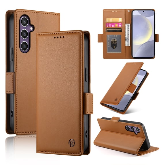 Allytechgroup Wallet Case for Samsung Galaxy S23 Plus, Premium PU Leather Cards Slots Shockproof Flip Cover Stand Feature Magnetic Closure Retro Business Style Case Cover for Galaxy S23 Plus, Brown