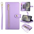 thumbnail image 1 of Allytechgroup Wallet Case for Samsung Galaxy S23 Ultra, 9 Cards Holder + Zipper Pocket + Hand Wrist Shockproof Stand Flip Cover RFID Blocking Phone Case for Women Men, Purple, 1 of 9