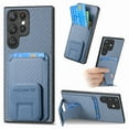 thumbnail image 1 of Allytechgroup Wallet Case for Samsung Galaxy S23 Ultra, Premium PU Leather Carbon Fiber Texture Back Cover with Cards Holder Kickstand Phone Case for Women Men, Blue, 1 of 8