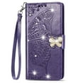 thumbnail image 1 of Allytechgroup Wallet Case for Samsung Galaxy S24, Bling Sparkly Diamond PU Leather Phone Case with Credit Card Slot Wirst Strap Support Wireless Charging Shockproof Bumper, Purple, 1 of 9