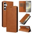 thumbnail image 1 of Allytechgroup Wallet Case for Samsung Galaxy S24, Built-in Credit Card Slot RFID Blocking PU Leather Flip Stand Magnetic Closure Case Shockproof for Samsung Galaxy S24, Brown, 1 of 7