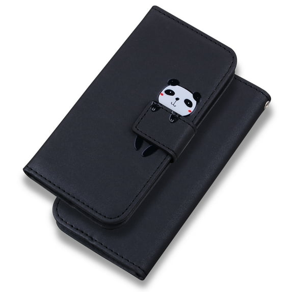 Allytechgroup Wallet Case for Samsung Galaxy S24, Cute Animal Design Mangetic Closure Flip Cover Stand Protective Shockproof Slim Fit Shell Phone Case for Galaxy S24, Black