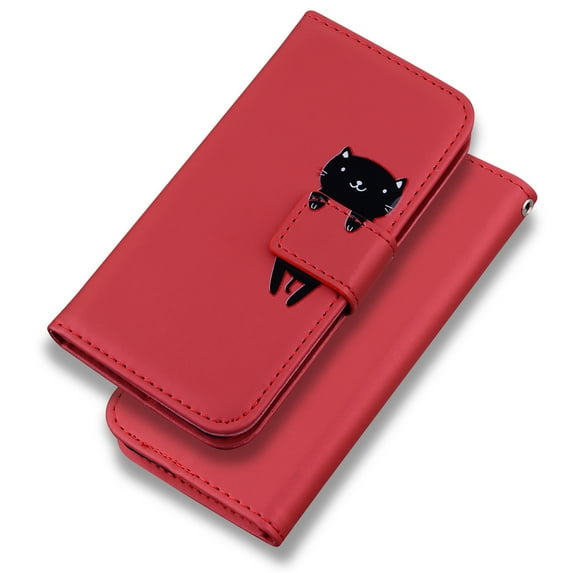 Allytechgroup Wallet Case for Samsung Galaxy S24, Cute Animal Design Mangetic Closure Flip Cover Stand Protective Shockproof Slim Fit Shell Phone Case for Galaxy S24, Red