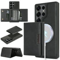 Allytechgroup Wallet Case for Samsung Galaxy S24 with Detachable Cards Holder, Compatible with Mag-safe PU Leather Stand Shell Shockproof Protective Magentic Back Cover for Women Men, Black