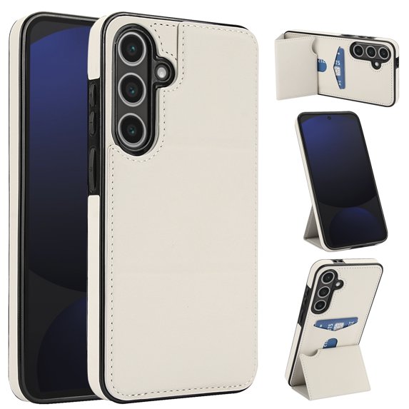 Allytechgroup Wallet Case for Samsung Galaxy S24 FE with Credit Card Slot, PU Leatehr Phone Case with Stand RFID Blocking Shockproof Back Cover for Samsung Galaxy S24 FE for Women Men, Beige