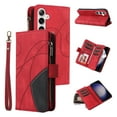 thumbnail image 1 of Allytechgroup Wallet Case for Samsung Galaxy S24 FE, with Zipper Pocket Multiple Cards Slots Flip Stand Shockproof Premium PU Leather Hand Wrist Phone Cover for Samsung Galaxy S24 FE, Red, 1 of 12