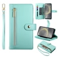 thumbnail image 1 of Allytechgroup Wallet Case for Samsung Galaxy S24 Plus, 9 Cards Holder + Zipper Pocket + Hand Wrist Shockproof Stand Flip Cover RFID Blocking Phone Case for Women Men, Mint, 1 of 9