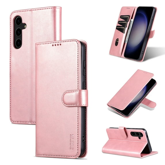 Allytechgroup Wallet Case for Samsung Galaxy S24, Premium PU Leather RFID Blocking Cards Slots Stand Mangetic Closure Flip Folio Phone Case Cover for Galaxy S24, Rosegold