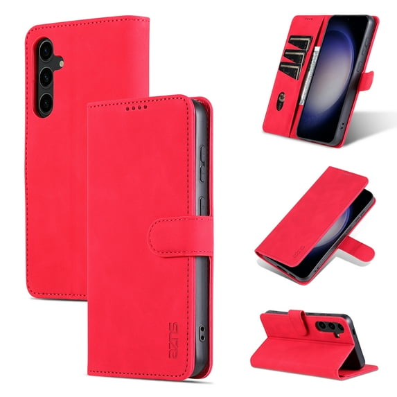 Allytechgroup Wallet Case for Samsung Galaxy S24, Premium PU Leather RFID Blocking Cards Slots Stand Mangetic Closure Flip Folio Phone Case Cover for Galaxy S24, Red