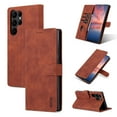 thumbnail image 1 of Allytechgroup Wallet Case for Samsung Galaxy S24 Ultra, Premium PU Leather RFID Blocking Cards Slots Stand Mangetic Closure Flip Folio Phone Case Cover for Galaxy S24 Ultra, Brown, 1 of 11