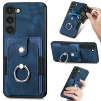 Allytechgroup Wallet Case for Samsung Galaxy S25  with Card Holder, 360°Rotation Ring Stand, Support Car Mount, PU Leather Full Body Shockproof Slim Anti-Drop Women Men Protective Cover, Blue