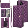 thumbnail image 1 of Allytechgroup Wallet Case for Samsung Galaxy S25 with Credit Card Slot, RFID Blocking PU Leather Case with Lanyard & Shoulder Strap & Kickstand Shockproof Bumper for Women Men, Darkpurple, 1 of 8