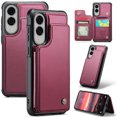 thumbnail image 1 of Allytechgroup Wallet Case for Samsung Galaxy S25 Edge with Credit Card Holder, [RFID Blocking] [Camera Screen Protection] PU Leather Magnetic Clasp Kickstand Shockproof Protective Case, Winered, 1 of 9
