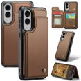 thumbnail image 1 of Allytechgroup Wallet Case for Samsung Galaxy S25 Edge with Credit Card Holder, [RFID Blocking] [Camera Screen Protection] PU Leather Magnetic Clasp Kickstand Shockproof Protective Case, Brown, 1 of 9