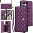 thumbnail image 1 of Allytechgroup Wallet Case for Samsung Galaxy S25 Ultra with Credit Card Slot, RFID Blocking PU Leather Case with Lanyard & Shoulder Strap & Kickstand Shockproof Bumper for Women Men, Darkpurple, 1 of 8