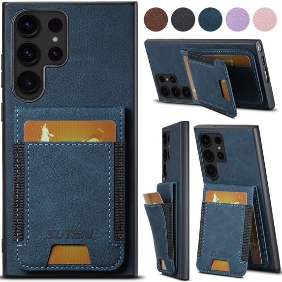 Allytechgroup Wallet Case for Samsung Galaxy S25 Ultra, Luxury Durable PU Leather Kickstand Magnetic Closure Cover With Flip Credit Card Holder, Shockproof Protective Shell for Women Men, Blue