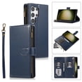 thumbnail image 1 of Allytechgroup Wallet Case for Samsung Galaxy S25 Ultra, Zipper Clutch Phone Case with Card Slots, Cash Pocket, Wrist Strap, Kickstand Stand Function, Magnetic Closure Flip Cover,Blue, 1 of 7