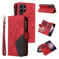thumbnail image 1 of Allytechgroup Wallet Case for Samsung Galaxy S25 Ultra, with Zipper Pocket Multiple Cards Slots Flip Stand Shockproof Premium PU Leather Hand Wrist Phone Cover for Samsung Galaxy S25 Ultra, Red, 1 of 12