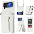 thumbnail image 1 of Allytechgroup Wallet Case for Samsung Galaxy Z Flip 4 with Crossbody Strap, Premium PU Leather Zipper Pocket Shockproof Cards Holder Phone Case for Women Girls, White, 1 of 8