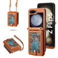 thumbnail image 1 of Allytechgroup Wallet Case for Samsung Galaxy Z Flip 5, Mini Case Bag with Shoulder Strap Hand Wrist Cards Holder RFID Blocking Shockproof Bumper Phone Case for Galaxy Z Flip 5, Brown, 1 of 8