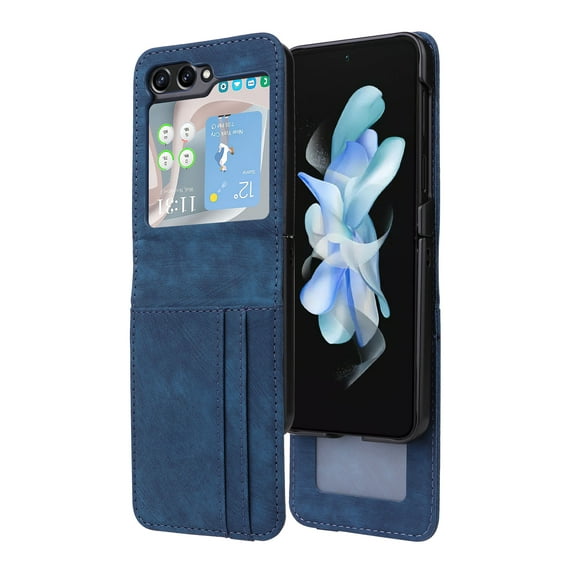 Allytechgroup Wallet Case for Samsung Galaxy Z Flip 6, Slim Fit PU Leather Retro Stylish Cards Slots Photo Holder Phone Case Cover for Galaxy Z Flip6, Blue