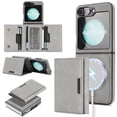 thumbnail image 1 of Allytechgroup Wallet Case for Samsung Galaxy Z Flip 7 with Detachable Cards Holder, Compatible with Mag-safe PU Leather Stand Shell Shockproof Protective Magentic Back Cover for Women Men, Gray, 1 of 11