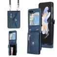 thumbnail image 1 of Allytechgroup Wallet Case for Samsung Galaxy Z Flip 7, RFID Blocking Zipper Pocket Cards Slots Detachable Crossbody Shoulder Strap Shockproof Anti-Scratch Phone Case for Girls Women, Blue, 1 of 11