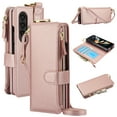 thumbnail image 1 of Allytechgroup Wallet Case for Samsung Galaxy Z Fold 3, RFID Blocking Multiple Cards Holder Zipper Pocket Hand Strap Shockproof Stand Phone Case with Crossbody Lanyard for Women Girls, Rosegold, 1 of 7