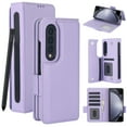 thumbnail image 1 of Allytechgroup Wallet Case for Samsung Galaxy Z Fold 4, Cards Slots RFID Blocking S Pen Holder Shockproof Anti-Scratch Practical Phone Case for Women Men, Purple, 1 of 9