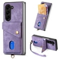thumbnail image 1 of Allytechgroup Wallet Case for Samsung Galaxy Z Fold 5, Retro PU Leather Cards Slots Kickstand Detachable Hand Wrist Phone Case for Galaxy Z Fold 5, Purple, 1 of 7