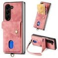 thumbnail image 1 of Allytechgroup Wallet Case for Samsung Galaxy Z Fold 5, Retro PU Leather Cards Slots Kickstand Detachable Hand Wrist Phone Case for Galaxy Z Fold 5, Pink, 1 of 7